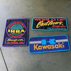 Kawasaki & Snap-on Vintage Patch Set - Blue, Yellow, Teal